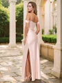 Sheath/Column Silk Like Satin Ruched Sleeveless Floor-Length Corset Bridesmaid Dresses
