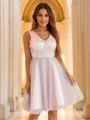 A-Line/Princess Sequin V-neck Sleeveless Short/Mini Dresses