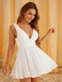 A-Line/Princess Chiffon Ruffles V-neck Sleeveless Short/Mini Dresses