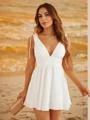 A-Line/Princess Chiffon Ruffles V-neck Sleeveless Short/Mini Dresses
