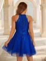 A-Line/Princess Tulle Lace Halter Sleeveless Short/Mini Dresses