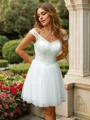 A-Line/Princess Tulle Lace V-neck Sleeveless Short/Mini Dresses