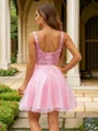 A-Line/Princess Tulle Applique Scoop Sleeveless Short/Mini Dresses