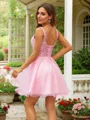 A-Line/Princess Tulle Applique Scoop Sleeveless Short/Mini Dresses