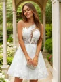 A-Line/Princess Tulle Lace Scoop Sleeveless Short/Mini Dresses