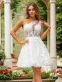 A-Line/Princess Tulle Lace Scoop Sleeveless Short/Mini Dresses