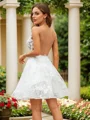 A-Line/Princess Tulle Lace Scoop Sleeveless Short/Mini Dresses