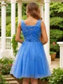 A-Line/Princess Tulle Applique Scoop Sleeveless Short/Mini Dresses