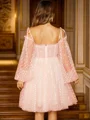 A-Line/Princess Ruffles Straps Long Sleeves Knee-Length Dresses
