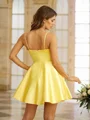 A-Line/Princess Silk like Satin Ruffles Spaghetti Straps Sleeveless Short/Mini Dresses