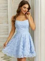 A-Line/Princess Lace Ruffles Spaghetti Straps Sleeveless Short/Mini Dresses