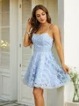 A-Line/Princess Lace Ruffles Spaghetti Straps Sleeveless Short/Mini Dresses