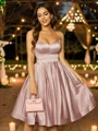 A-Line/Princess Charmeuse Ruffles Sweetheart Sleeveless Knee-Length Dresses