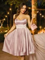 A-Line/Princess Charmeuse Ruffles Sweetheart Sleeveless Knee-Length Dresses