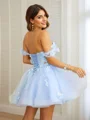 A-Line/Princess Tulle Applique Off-the-Shoulder Sleeveless Short/Mini Dresses