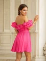 A-Line/Princess Chiffon Ruched Off-the-Shoulder Short Sleeves Short/Mini Dresses