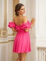 A-Line/Princess Chiffon Ruched Off-the-Shoulder Short Sleeves Short/Mini Dresses