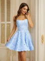 A-Line/Princess Lace Spaghetti Straps Sleeveless Short/Mini Dresses