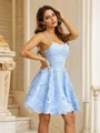 A-Line/Princess Lace Spaghetti Straps Sleeveless Short/Mini Dresses