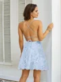 A-Line/Princess Lace Spaghetti Straps Sleeveless Short/Mini Dresses