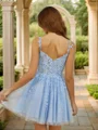 A-Line/Princess Tulle Applique Spaghetti Straps Sleeveless Short/Mini Dresses