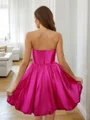 A-Line/Princess Silk Like Satin Ruched Strapless Sleeveless Short/Mini Dresses
