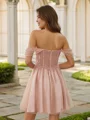 A-Line/Princess Sequin Off-the-Shoulder Sleeveless Short/Mini Dresses