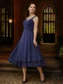 A-Line/Princess Chiffon Ruched V-neck Sleeveless Tea-Length Mother of the Bride Dresses
