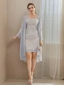 Sheath/Column Chiffon Applique Bateau 3/4 Sleeves Short/Mini Mother of the Bride Dresses