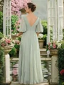 A-Line/Princess Chiffon Ruched V-neck 1/2 Sleeves Floor-Length Mother of the Bride Dresses