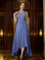 A-Line/Princess Chiffon Applique Scoop Sleeveless Asymmetrical Mother of the Bride Dresses