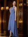 A-Line/Princess Chiffon Applique Scoop Sleeveless Asymmetrical Mother of the Bride Dresses
