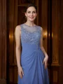 A-Line/Princess Chiffon Applique Scoop Sleeveless Asymmetrical Mother of the Bride Dresses