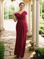 Sheath/Column Jersey Ruched V-neck Short Sleeves Floor-Length Mother of the Bride Dresses
