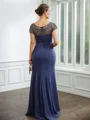 Sheath/Column Chiffon Beading Bateau Short Sleeves Floor-Length Mother of the Bride Dresses