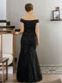 Sheath/Column Tulle Beading Off-the-Shoulder Sleeveless Floor-Length Mother of the Bride Dresses