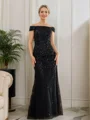 Sheath/Column Tulle Beading Off-the-Shoulder Sleeveless Floor-Length Mother of the Bride Dresses