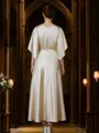 A-Line/Princess Silk like Satin Ruched Scoop 1/2 Sleeves Ankle-Length Mother of the Bride Dresses