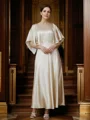 A-Line/Princess Silk like Satin Ruched Scoop 1/2 Sleeves Ankle-Length Mother of the Bride Dresses
