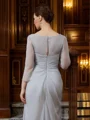 Sheath/Column 30D Chiffon Beading V-neck 3/4 Sleeves Floor-Length Mother of the Bride Dresses