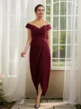 Sheath/Column Stretch Crepe Ruched Off-the-Shoulder Sleeveless Floor-Length Mother of the Bride Dresses