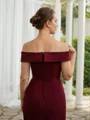 Sheath/Column Stretch Crepe Ruched Off-the-Shoulder Sleeveless Floor-Length Mother of the Bride Dresses