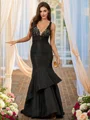 Trumpet/Mermaid Satin Lace V-neck Sleeveless Sweep Train Dresses