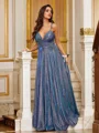 A-Line/Princess Ruffles V-neck Sleeveless Floor-Length Dresses
