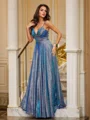 A-Line/Princess Ruffles V-neck Sleeveless Floor-Length Dresses