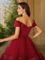 A-Line/Princess Tulle Ruffles Off-the-Shoulder Sleeveless Floor-Length Dresses