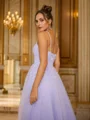 A-Line/Princess Tulle Beading Spaghetti Straps Sleeveless Floor-Length Dresses