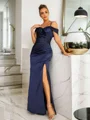 Sheath/Column Charmeuse Ruched Off-the-Shoulder Sleeveless Floor-Length Dresses