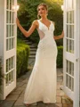Sheath/Column Jersey Beading V-neck Sleeveless Sweep Train Dresses