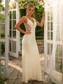 Sheath/Column Jersey Beading V-neck Sleeveless Sweep Train Dresses